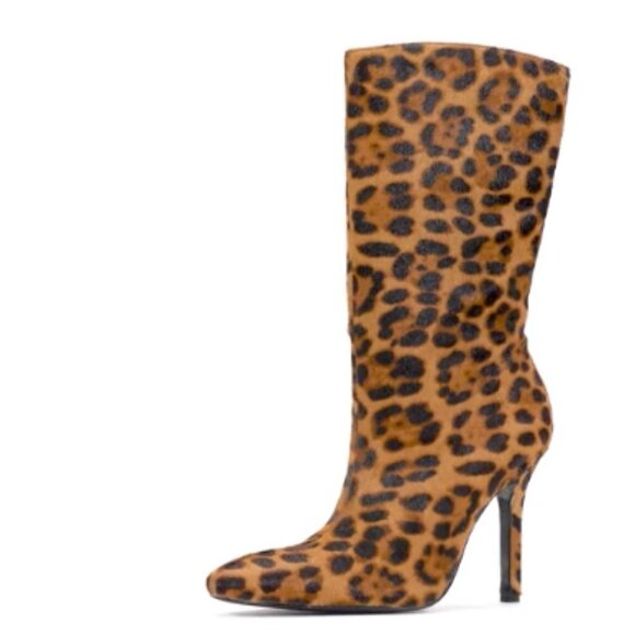 Zara Women’s Animal Print Heeled Leather Ankle Boots - Picture 3 of 15